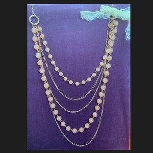 Long multi-layered Golden/Peach Necklace